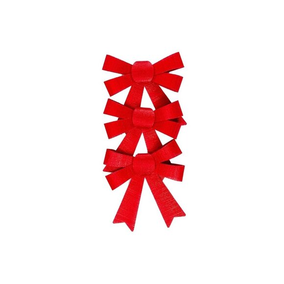 IH Casa Decor Other - 3Pc Shiny Bows (Red) - Set of 3